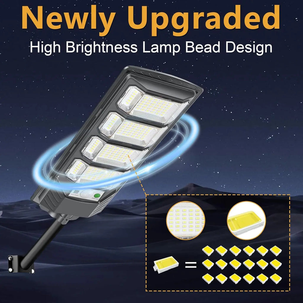 2/1Pcs 100000LM Solar Light Commercial LED Outdoor Dusk to Dawn Solar Street Light Road Area Lamp Backyard Security Lighting