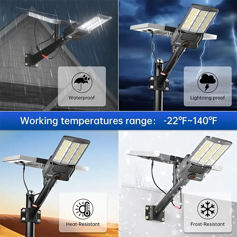 80000LM Solar Light with 2 Solar Panls Outdoor Solar Street Light with Motion Sensor Garden Wall Lamp Parking Solar Flood Light