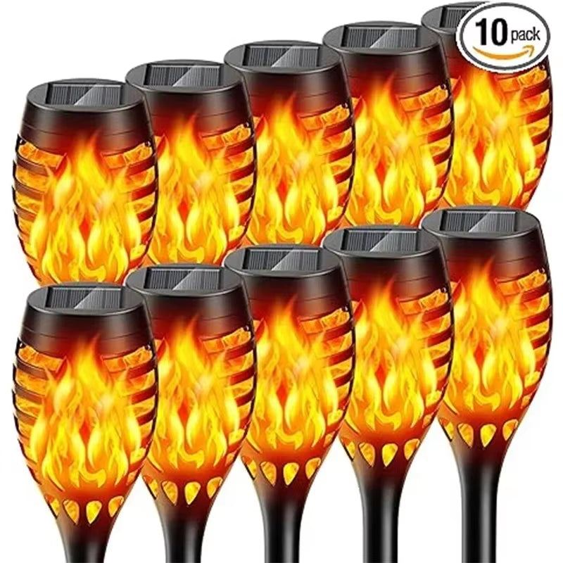 1/2/4/6/8/10Pcs Solar Flame Torch Lights Flickering Light Waterproof Garden Decoration Outdoor Lawn Path Yard Patio Floor Lamps