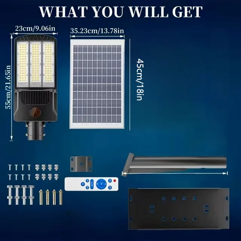 80000LM Solar Light with 2 Solar Panls Outdoor Solar Street Light with Motion Sensor Garden Wall Lamp Parking Solar Flood Light