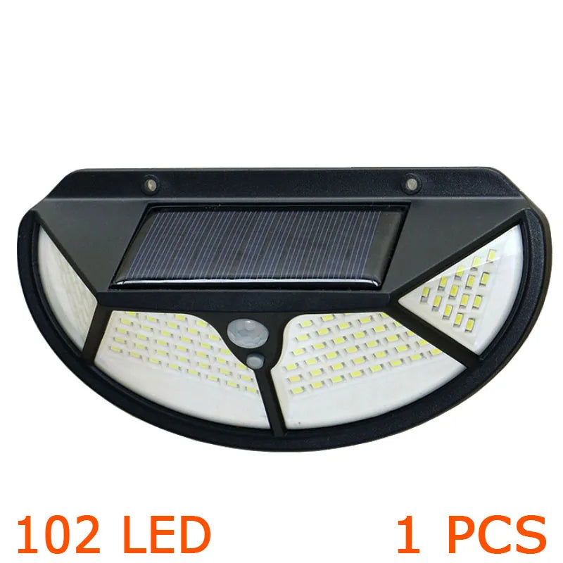 Semicircle 4 Sides 102Leds 3 Modes Glow Motion Sensor Solar Wall Light Yard Path Home Garden Solar Energy Induction Street Lamp