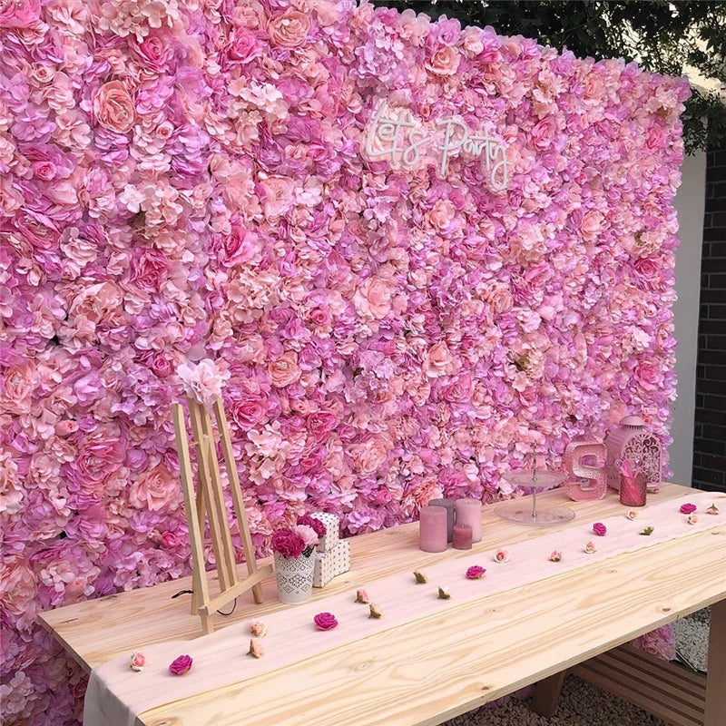 40X60Cm Silk Rose Flower Champagne Artificial Flower for Wedding Decoration Flower Wall Panels Romantic Wedding Backdrop Decor