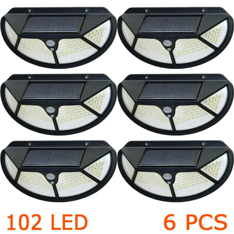 Semicircle 4 Sides 102Leds 3 Modes Glow Motion Sensor Solar Wall Light Yard Path Home Garden Solar Energy Induction Street Lamp