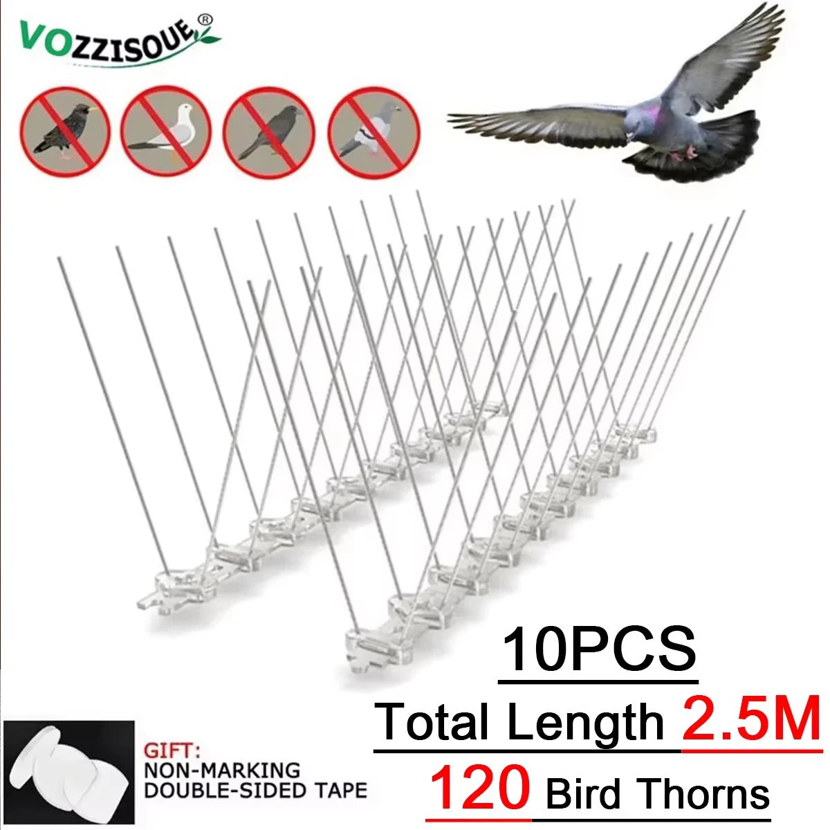 New Balcony Anti-Bird Pigeon Spikes and Bird Repeller Deterrent anti Bird Repellent Stainless Steel anti Bird Thorn Nail Kit