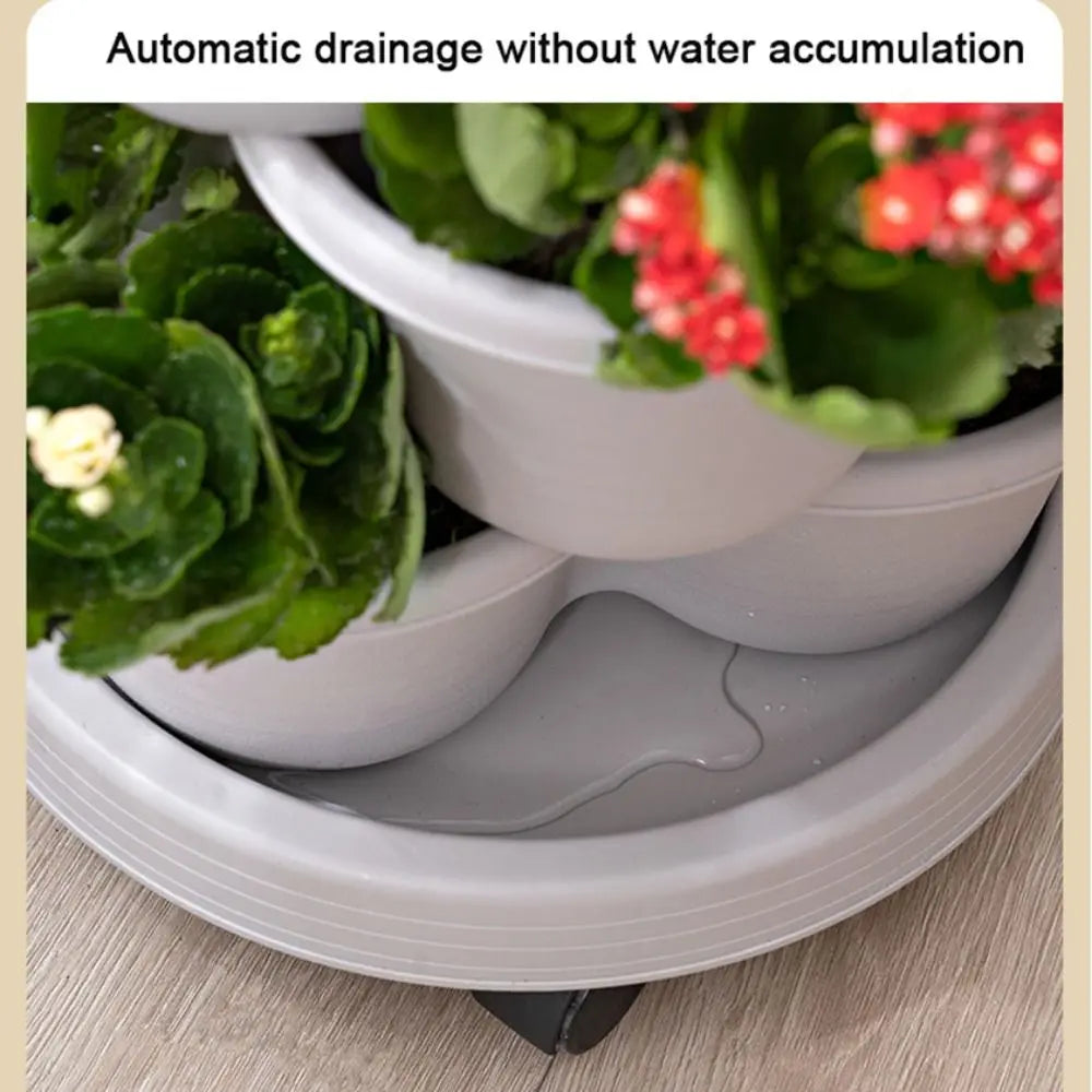 New Vertical Tower Stackable Flowerpot Plastic with Movable Casters Flower Pot Multi-Layer Strawberry Planter Tower Home Garden