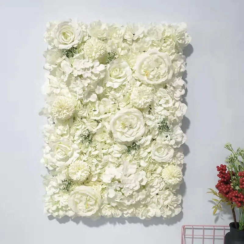 40X60Cm Silk Rose Flower Champagne Artificial Flower for Wedding Decoration Flower Wall Panels Romantic Wedding Backdrop Decor
