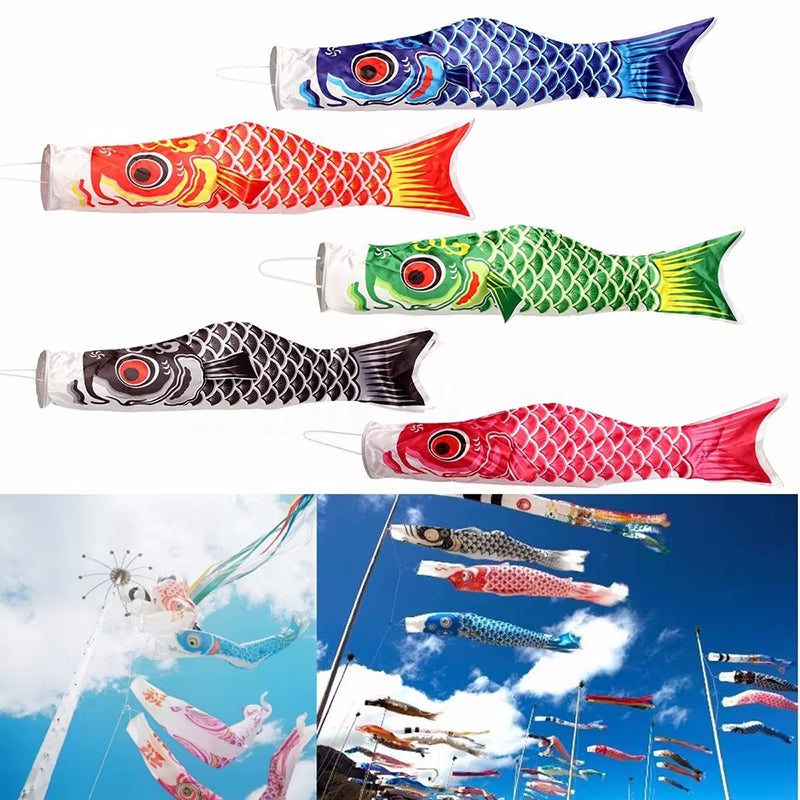 40/70/100Cm Japanese Carp Spray Windsock Streamer Fish Flag Wind Chimes Hanging Decorations Yard Colorful Koinobori Kite