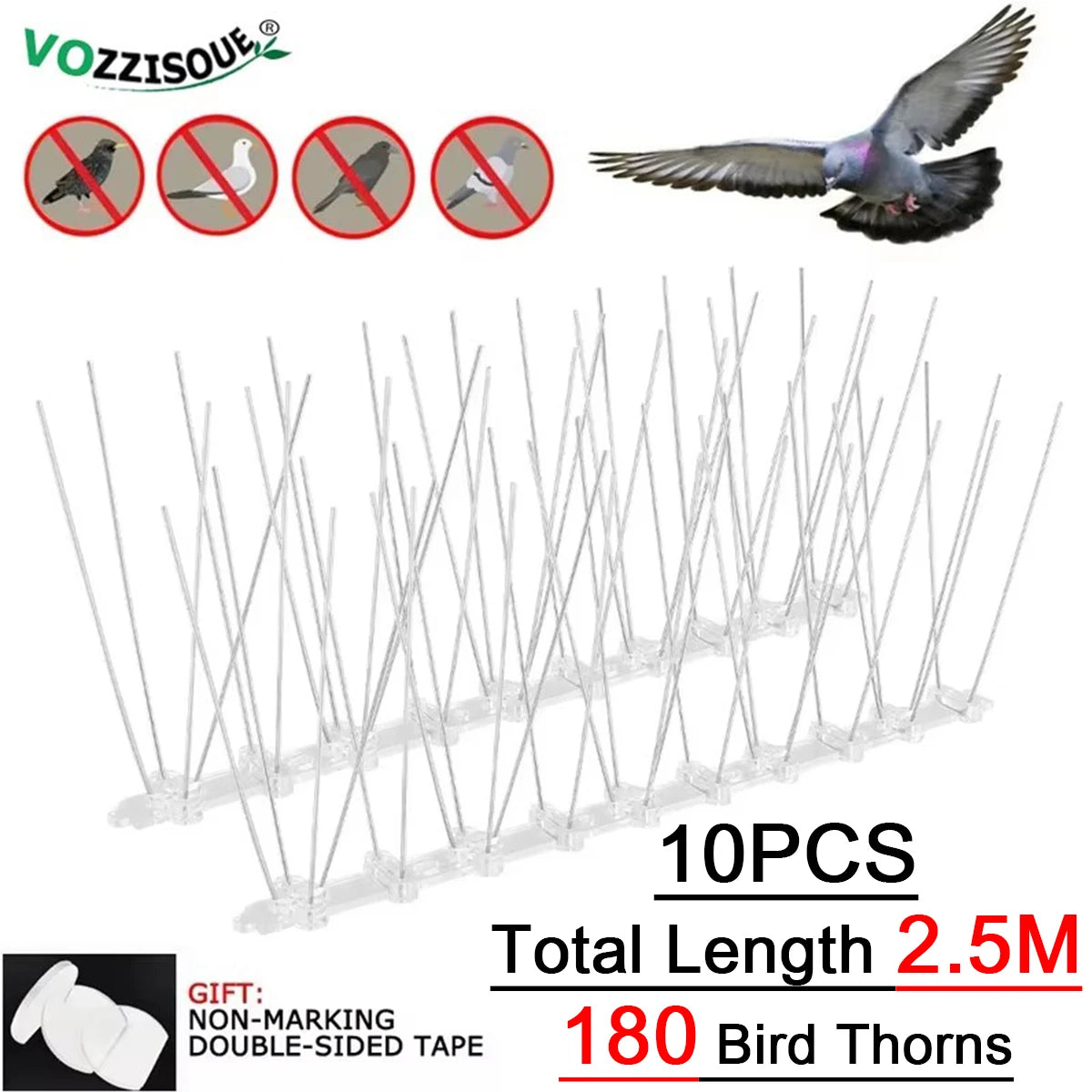 New Balcony Anti-Bird Pigeon Spikes and Bird Repeller Deterrent anti Bird Repellent Stainless Steel anti Bird Thorn Nail Kit