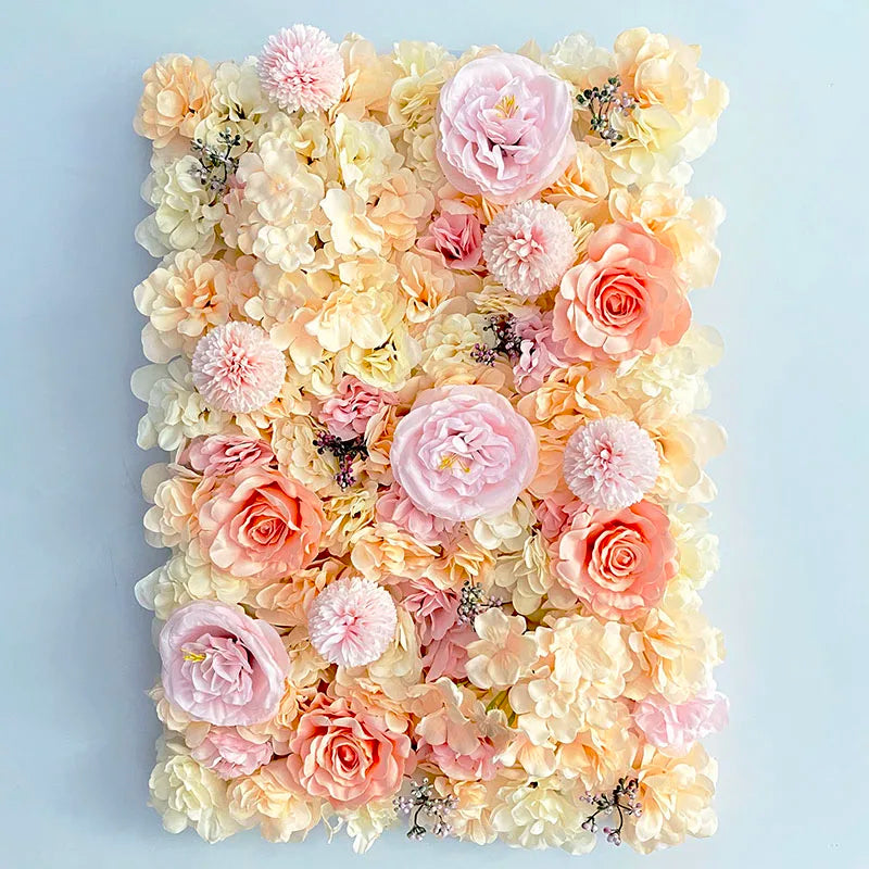 40X60Cm Silk Rose Flower Champagne Artificial Flower for Wedding Decoration Flower Wall Panels Romantic Wedding Backdrop Decor