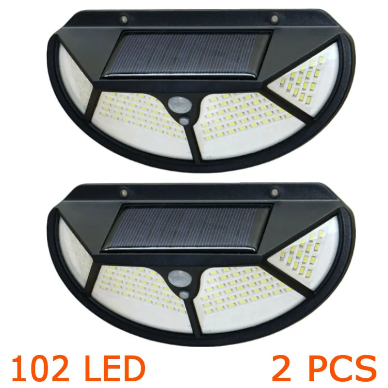 Semicircle 4 Sides 102Leds 3 Modes Glow Motion Sensor Solar Wall Light Yard Path Home Garden Solar Energy Induction Street Lamp