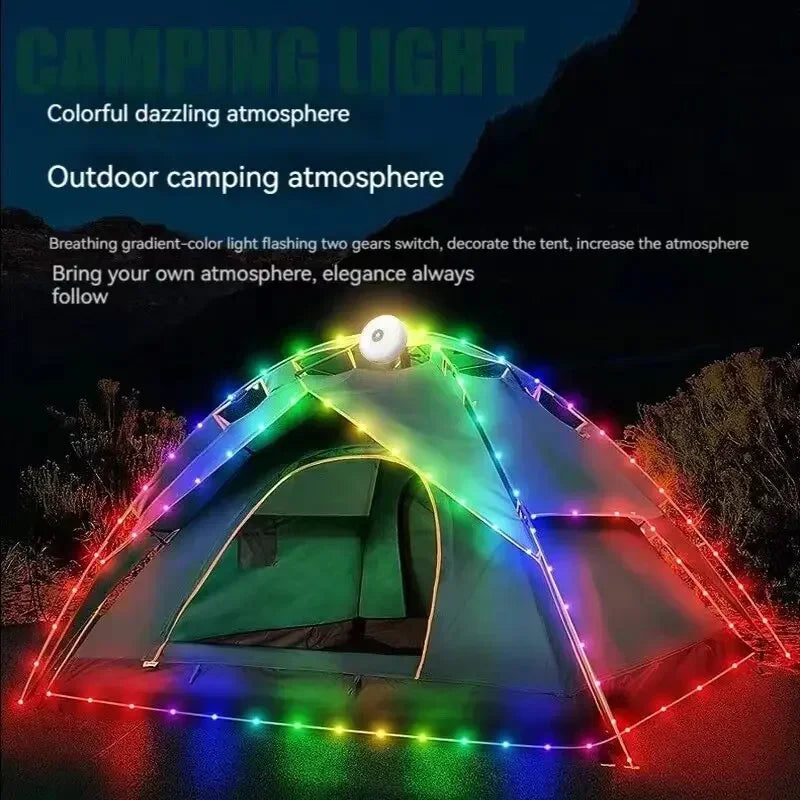 4-In-1 Camping Light LED Reel String Lights Outdoor USB Camping Lamp Recyclable LED Night Light for Garden Tent Room Decor