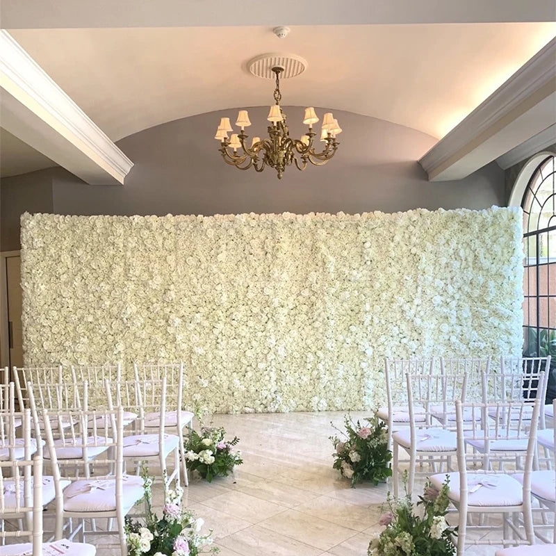 40X60Cm Silk Rose Flower Champagne Artificial Flower for Wedding Decoration Flower Wall Panels Romantic Wedding Backdrop Decor