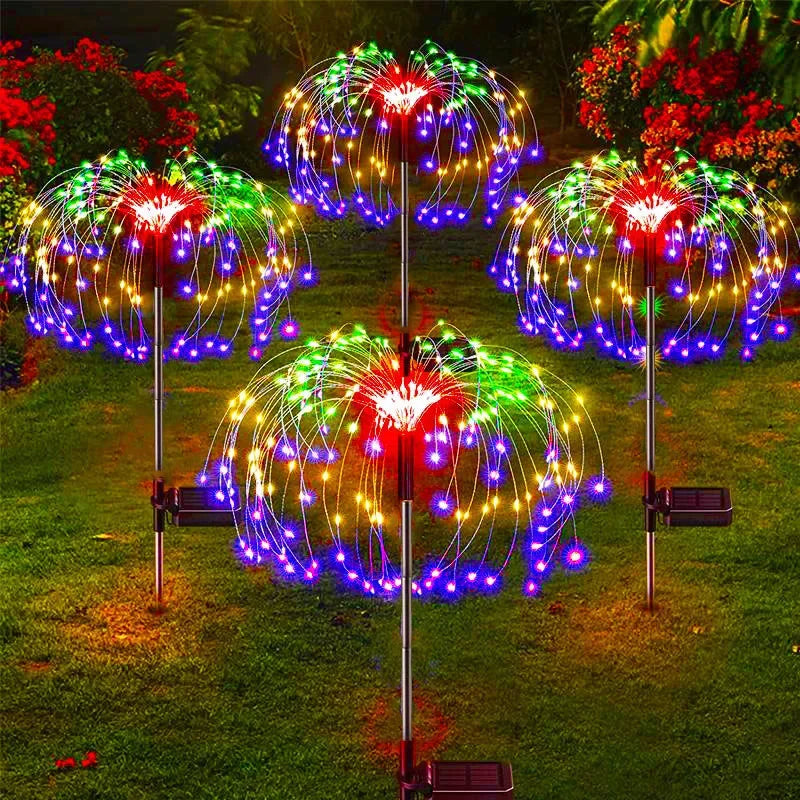Lampe solaire feu d'artifice pissenlit