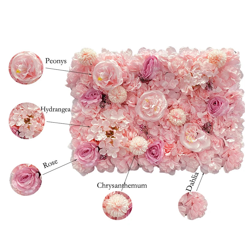 40X60Cm Silk Rose Flower Champagne Artificial Flower for Wedding Decoration Flower Wall Panels Romantic Wedding Backdrop Decor