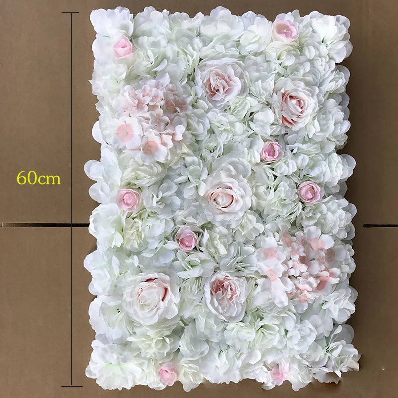 40X60Cm Silk Rose Flower Champagne Artificial Flower for Wedding Decoration Flower Wall Panels Romantic Wedding Backdrop Decor