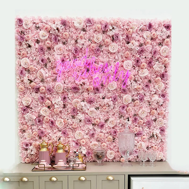 40X60Cm Silk Rose Flower Champagne Artificial Flower for Wedding Decoration Flower Wall Panels Romantic Wedding Backdrop Decor