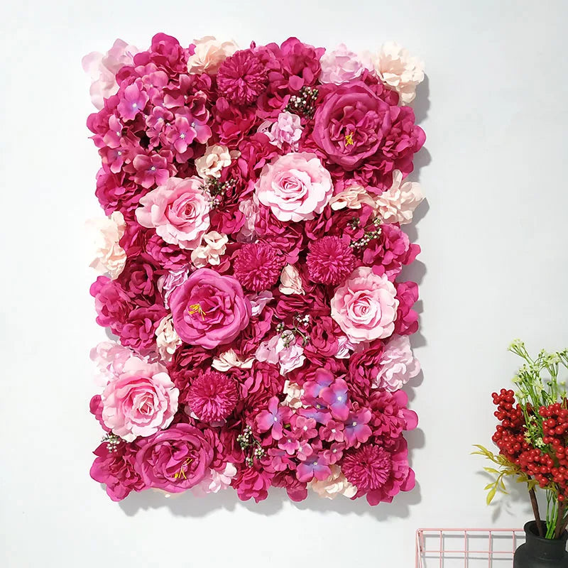 40X60Cm Silk Rose Flower Champagne Artificial Flower for Wedding Decoration Flower Wall Panels Romantic Wedding Backdrop Decor