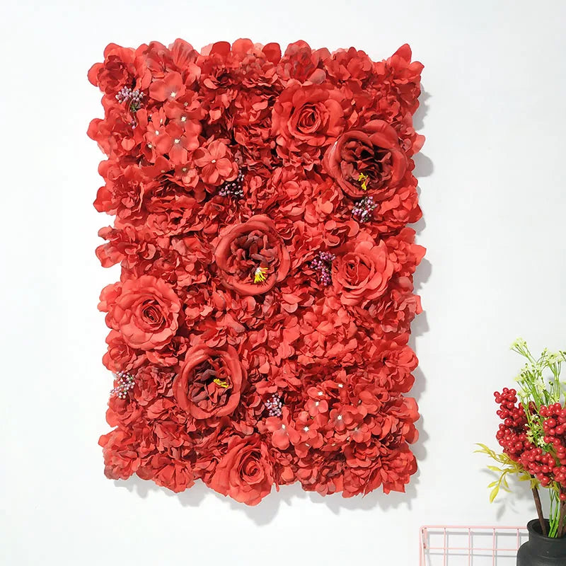 40X60Cm Silk Rose Flower Champagne Artificial Flower for Wedding Decoration Flower Wall Panels Romantic Wedding Backdrop Decor