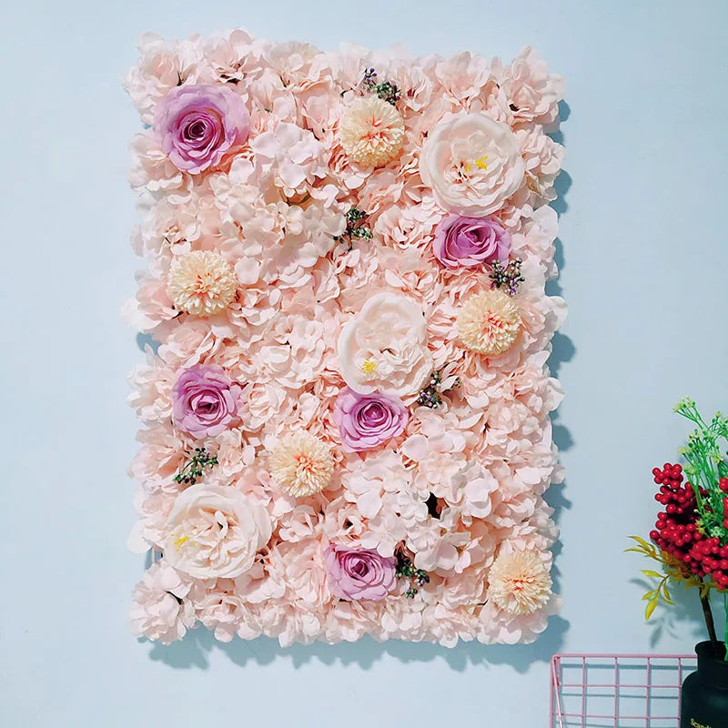 40X60Cm Silk Rose Flower Champagne Artificial Flower for Wedding Decoration Flower Wall Panels Romantic Wedding Backdrop Decor