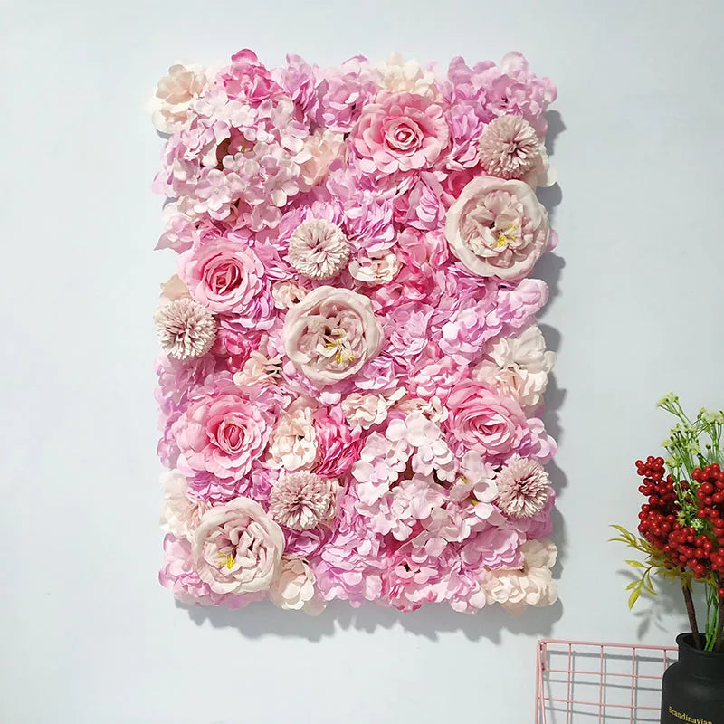 40X60Cm Silk Rose Flower Champagne Artificial Flower for Wedding Decoration Flower Wall Panels Romantic Wedding Backdrop Decor