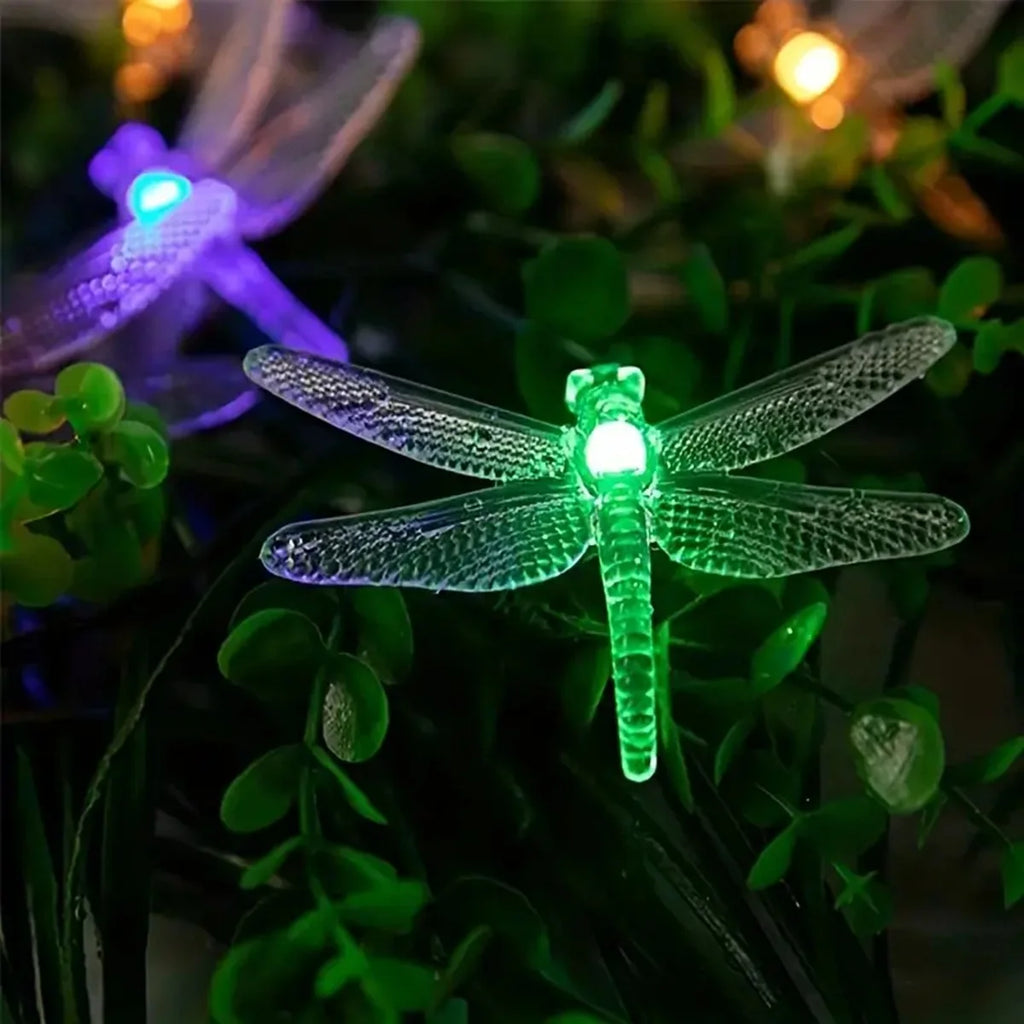 1Pc 5M20Leds Dragonfly Solar String Lights Outdoor Waterproof 8 Modes Dragonfly Fairy Lights for Home Patio Garden Wedding Decor