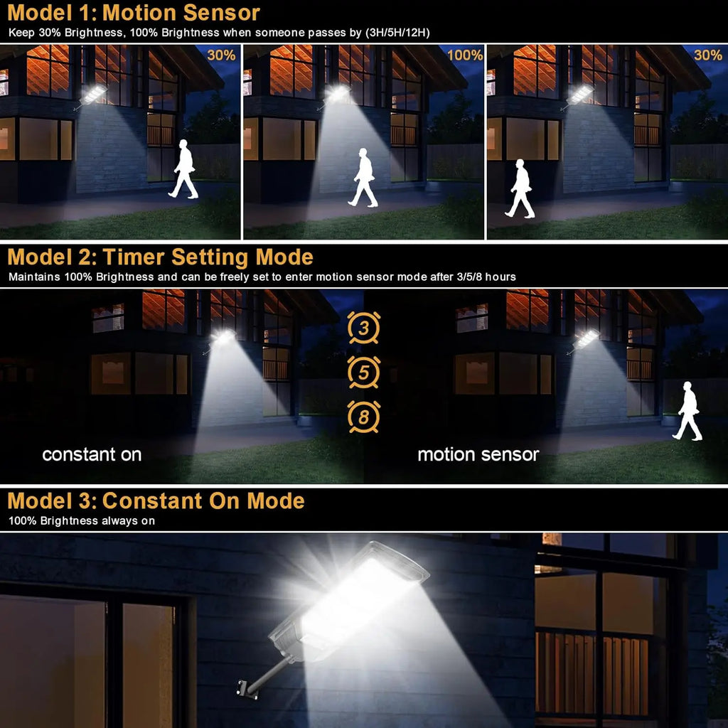 1/2Pcs Solar Light Commercial LED Outdoor Dusk to Dawn Solar Street Light Road Area Lamp Waterproof Backyard Security Lighting