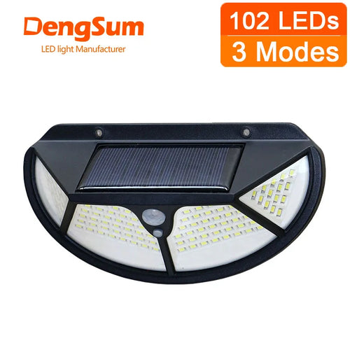 Semicircle 4 Sides 102Leds 3 Modes Glow Motion Sensor Solar Wall Light Yard Path Home Garden Solar Energy Induction Street Lamp