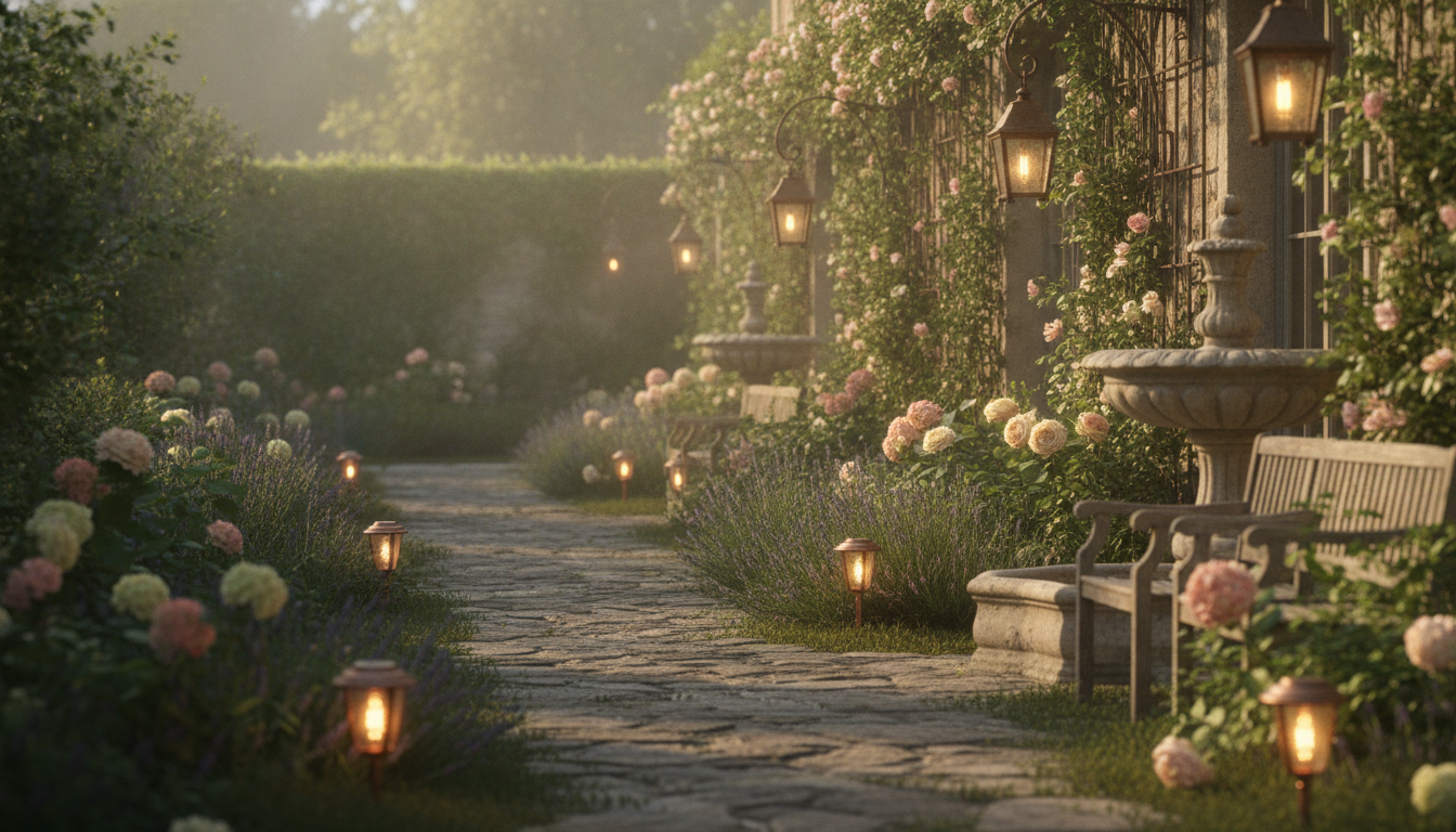 Jardin au crépuscule - bannière Jardin Serein